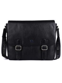 Шкіряна сумка месенджер для ноутбука 14 Brampton London Emissary 64403 BLK (Чорний)