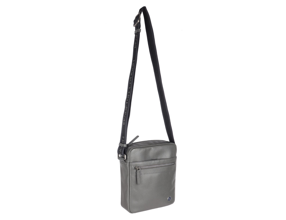 Сумка через плечо Brampton London Crossflow 64405 GREY из натуральной кожи (Серый) - Фото № 10