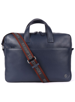 Шкіряна сумка для ноутбука 15,6 Brampton London Commandeer 64547 NAVY (Синій)