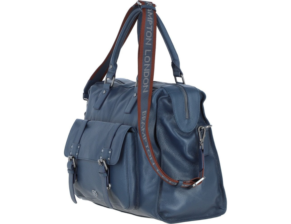 Дорожня сумка з натуральної шкіри Brampton London Weekender 64807 NAVY - стиль і комфорт в дорозі - Фотографія № 2