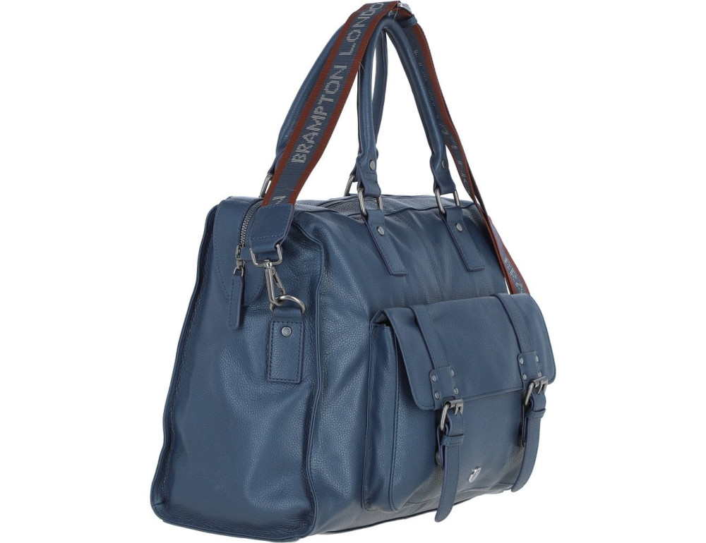Дорожня сумка з натуральної шкіри Brampton London Weekender 64807 NAVY - стиль і комфорт в дорозі - Фотографія № 4