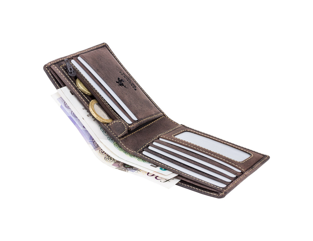Чоловічий шкіряний гаманець Visconti 707 OIL BRN коричневий - Фотографія № 4