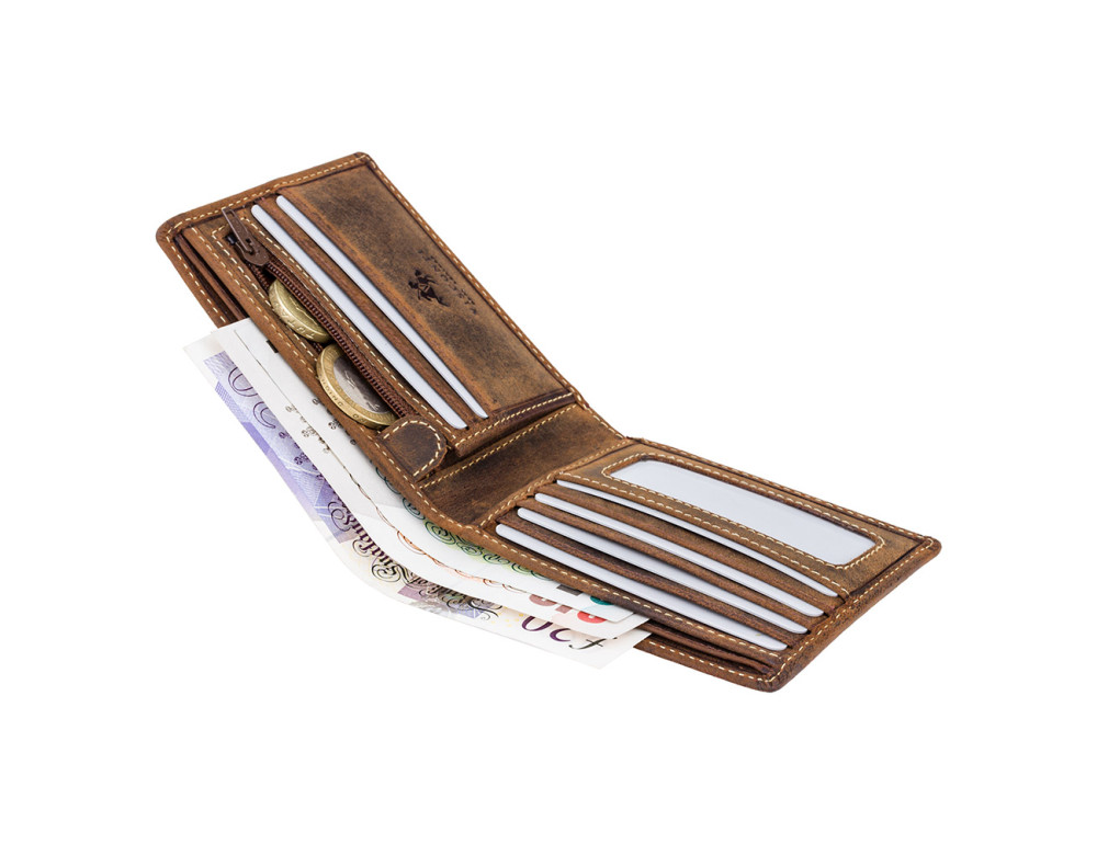 Чоловічий шкіряний гаманець Visconti 707 OIL TAN - Shield коричневий - Фотографія № 4