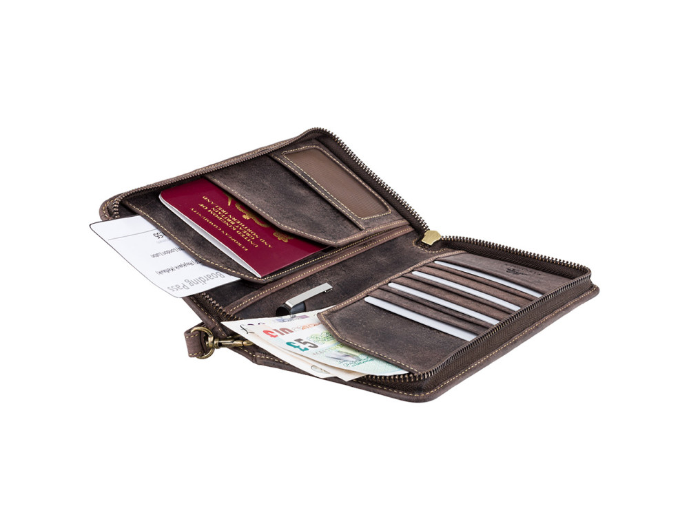 Темно-коричневий шкіряний клатч Visconti 728 OIL BRN - Фотографія № 4
