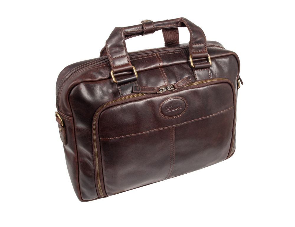Шкіряна сумка для документів коричневого кольору Ashwood 8143 Brown - Фотографія № 2