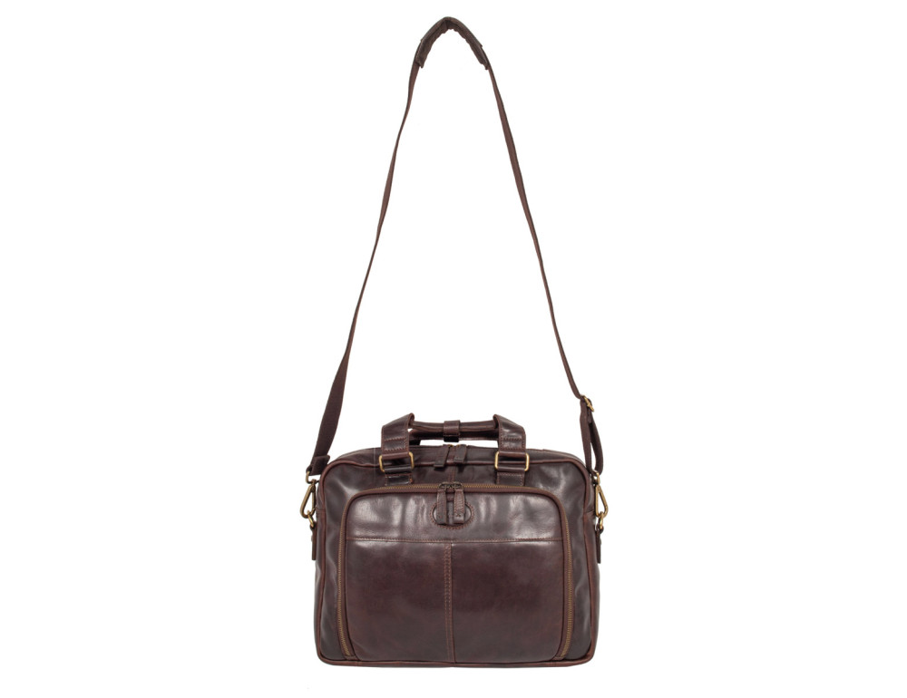 Шкіряна сумка для документів коричневого кольору Ashwood 8143 Brown - Фотографія № 6