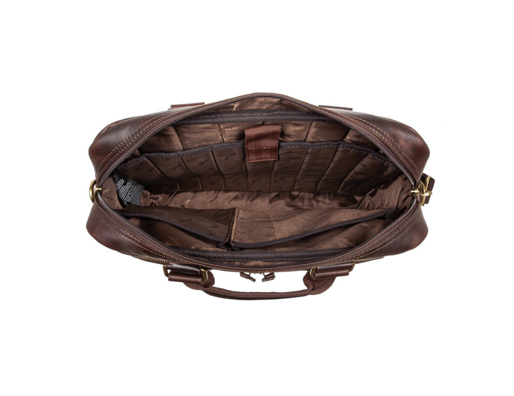 Шкіряна сумка для документів коричневого кольору Ashwood 8143 Brown - Фотографія № 7
