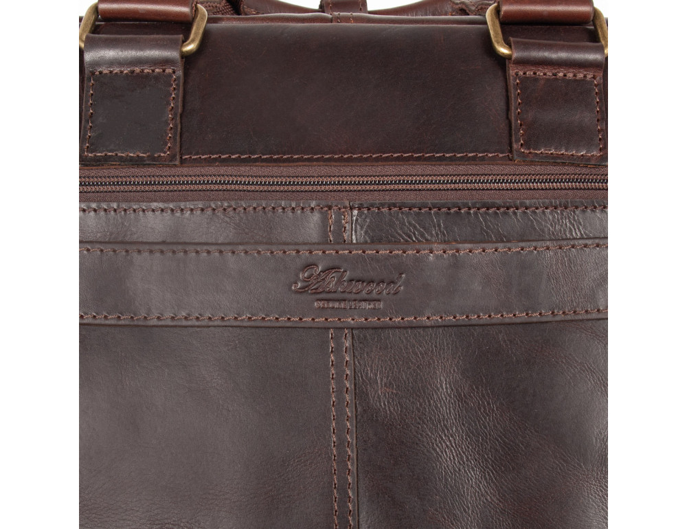 Шкіряна сумка для документів коричневого кольору Ashwood 8143 Brown - Фотографія № 9