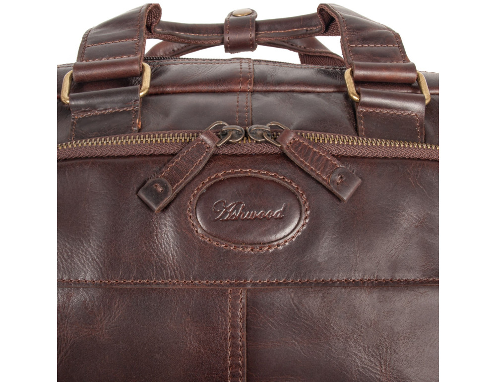 Шкіряна сумка для документів коричневого кольору Ashwood 8143 Brown - Фотографія № 10