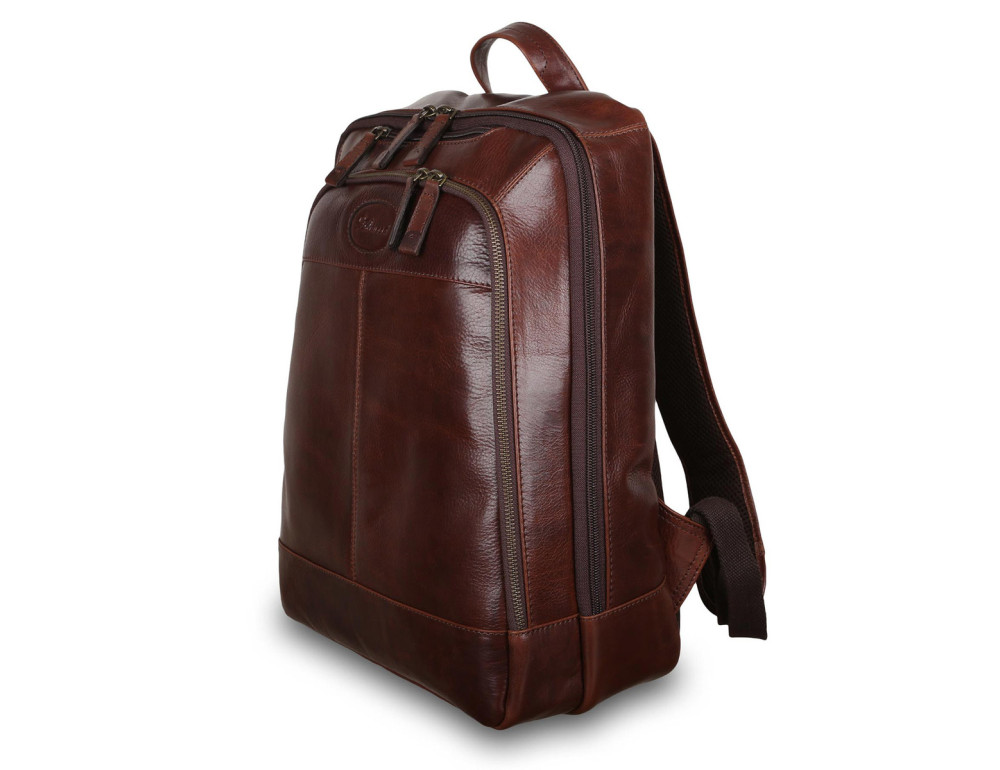 Темно-коричневий рюкзак шкіряний чоловічий Ashwood Leather 8144 Brown - Фотографія № 2