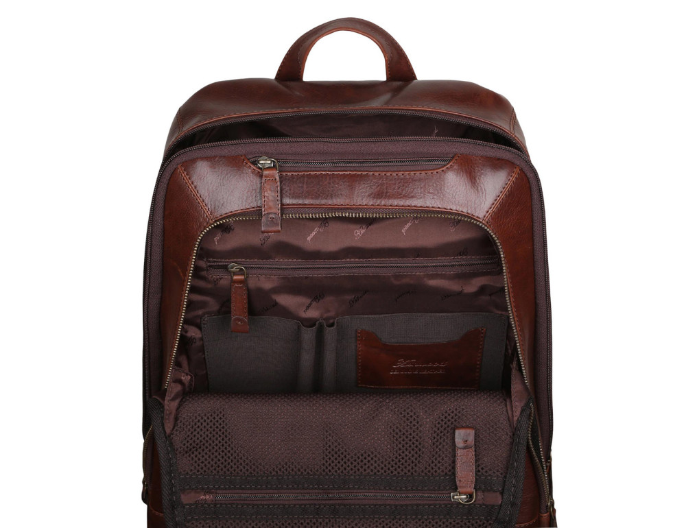 Темно-коричневий рюкзак шкіряний чоловічий Ashwood Leather 8144 Brown - Фотографія № 3