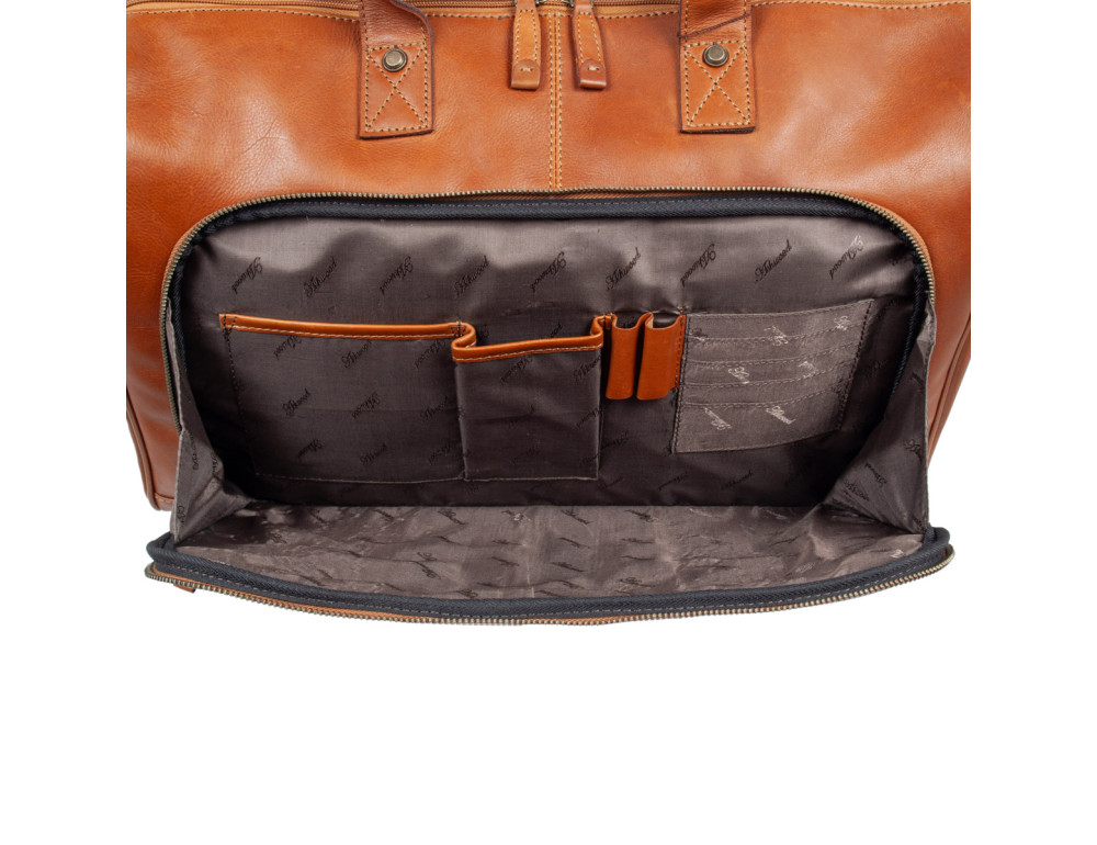 Мужская дорожная сумка из телячьей кожи Ashwood 8150 Tan - Фото № 7