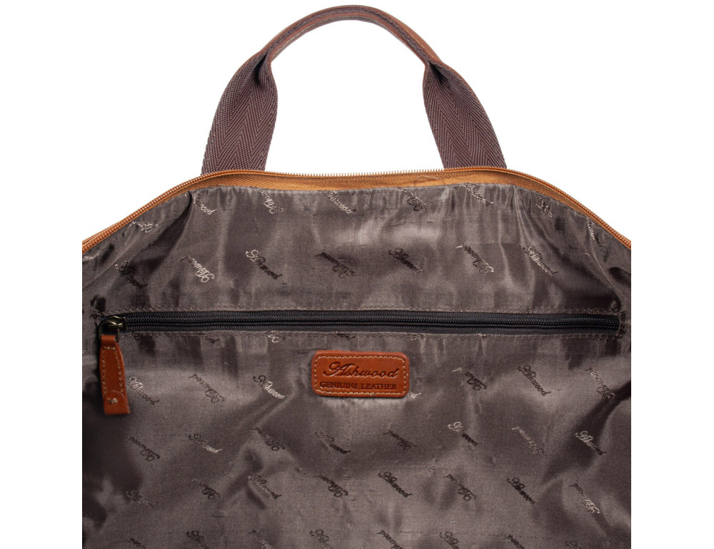 Мужская дорожная сумка из телячьей кожи Ashwood 8150 Tan - Фото № 9