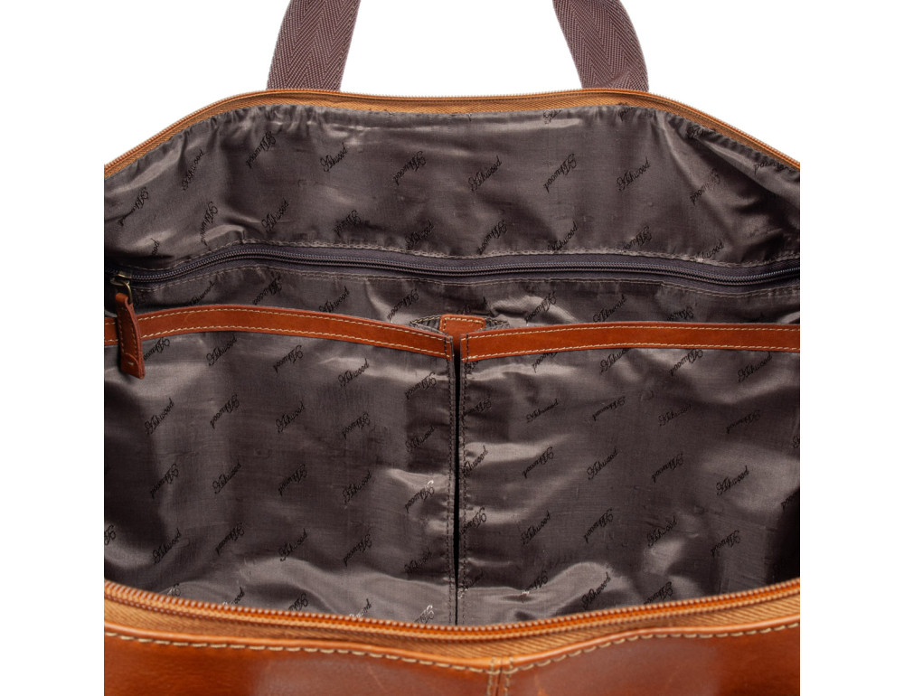 Мужская дорожная сумка из телячьей кожи Ashwood 8150 Tan - Фото № 10