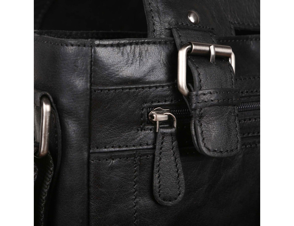Чоловіча сумка формату А-4 Ashwood Leather 8342 BLACK - Фотографія № 5