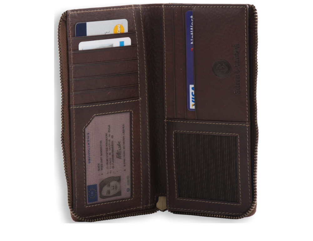 Шкіряний гаманець на блискавці Smith & Canova 92405 Romano (Brown) - Фотографія № 3