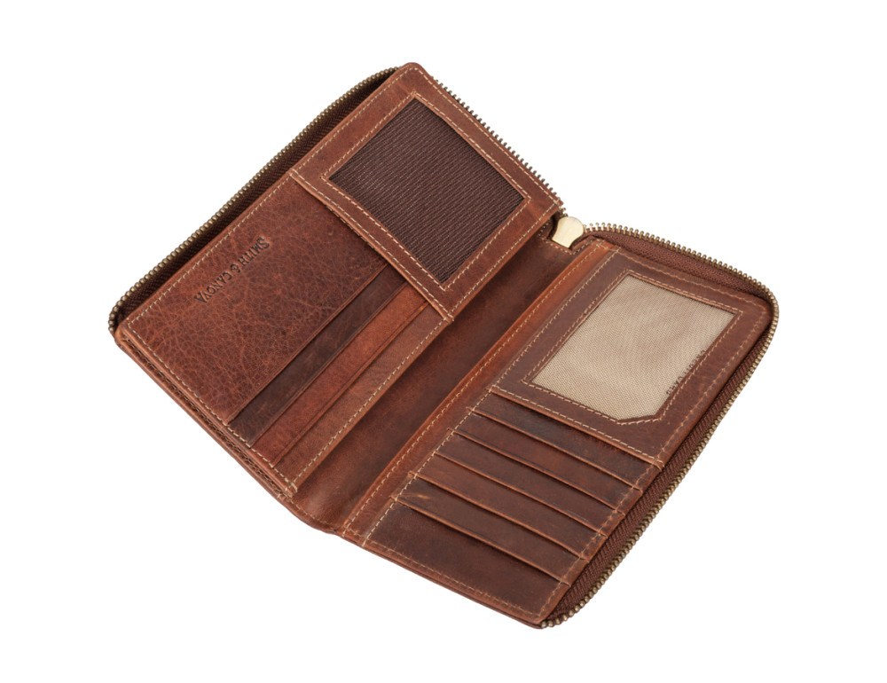 Шкіряний гаманець на блискавці Smith & Canova 92405 Romano (Brown) - Фотографія № 4