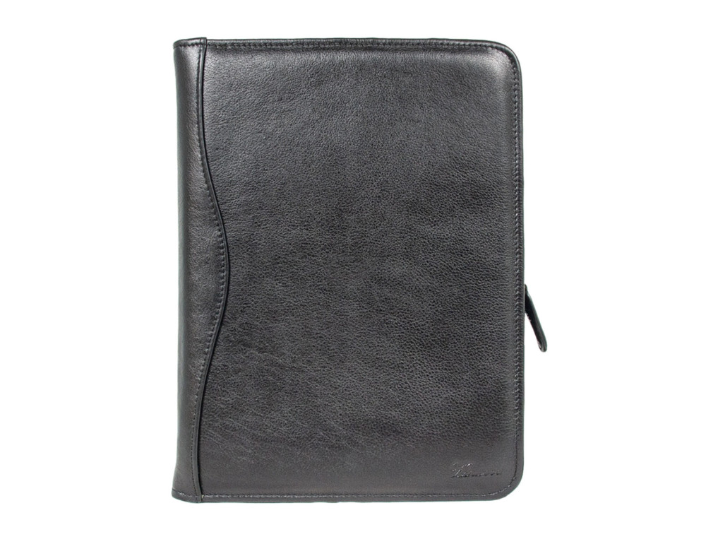 Чёрная кожаная папка Ashwood A4 ZIP BLK - Фото № 1