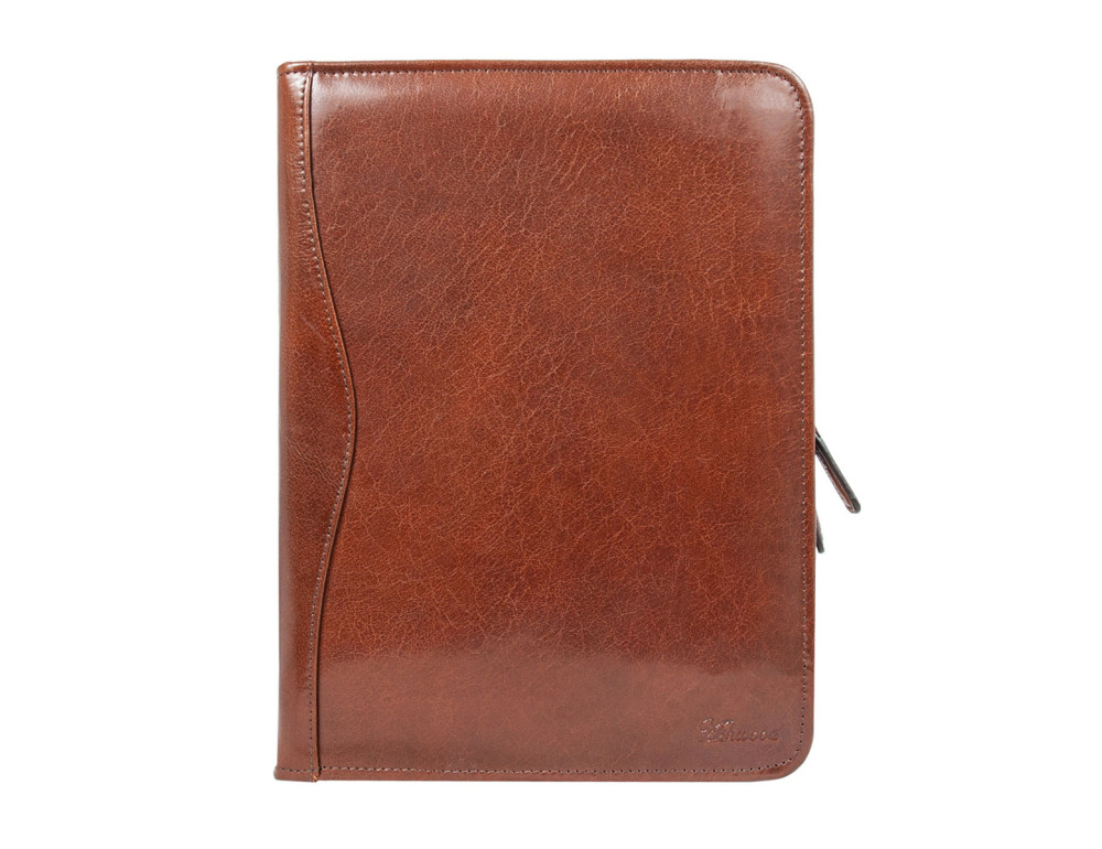 Светло-коричневая кожаная папка под документы Ashwood A4 ZIP Chestnut - Фото № 1