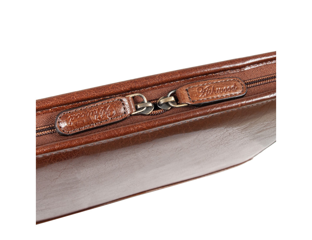 Светло-коричневая кожаная папка под документы Ashwood A4 ZIP Chestnut - Фото № 8