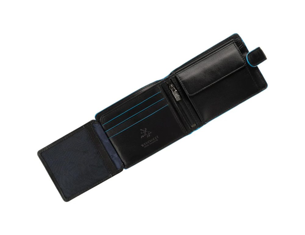 Чоловічий шкіряний портмоне на кнопці Morgex Visconti ALP93 BLK - Фотографія № 3
