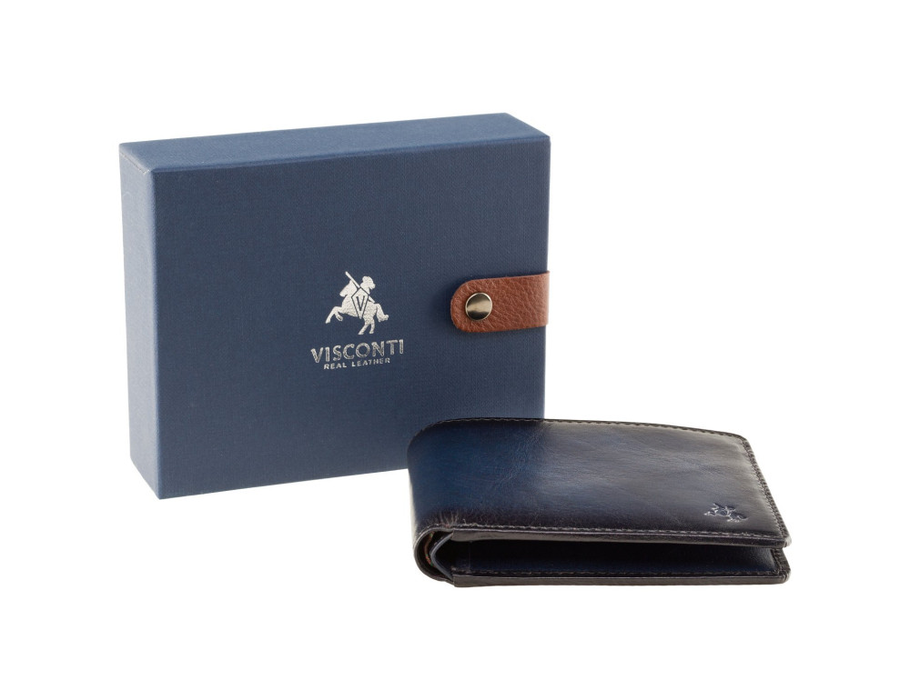 Синє шкіряне портмоне чоловіче Visconti AT58 BLUE Arthur c RFID - Фотографія № 6