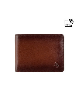 Коричневый мужской кожаный портмоне Visconti AT63 B/TAN Roland c RFID (Burnish Tan)