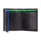 Маленький чоловічий портмоне в два складання Visconti BD22 BK/CB/GRN Dr. No (Black Cobalt Green) - Фотографія № 101