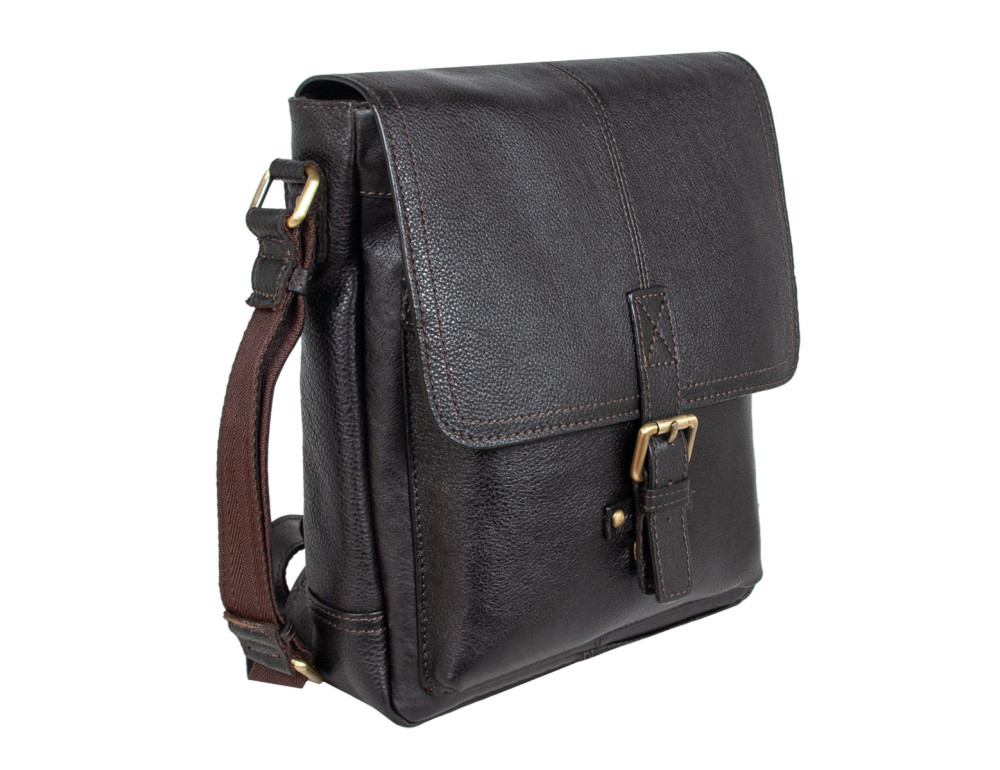 Темно-коричнева шкіряна сумка через плече А4 Ashwood Leather Benjamin Dark Brown - Фотографія № 2