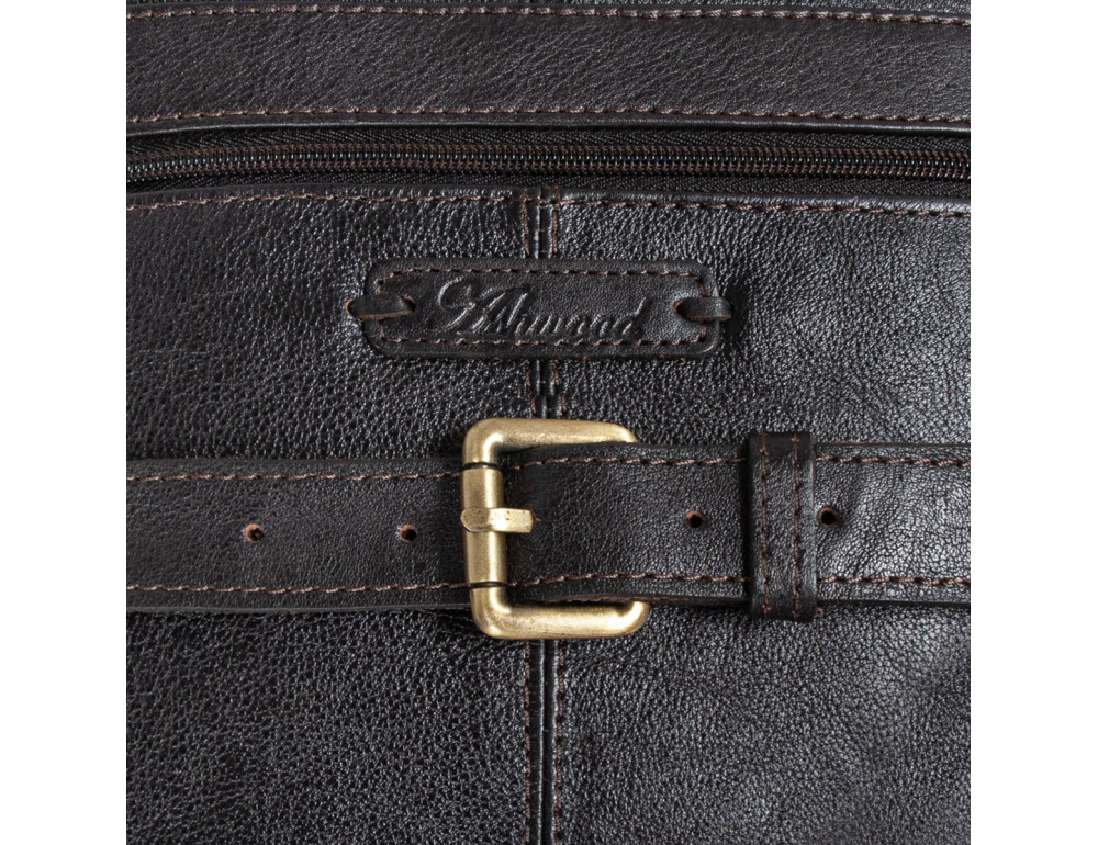 Темно-коричнева шкіряна сумка через плече А4 Ashwood Leather Benjamin Dark Brown - Фотографія № 11