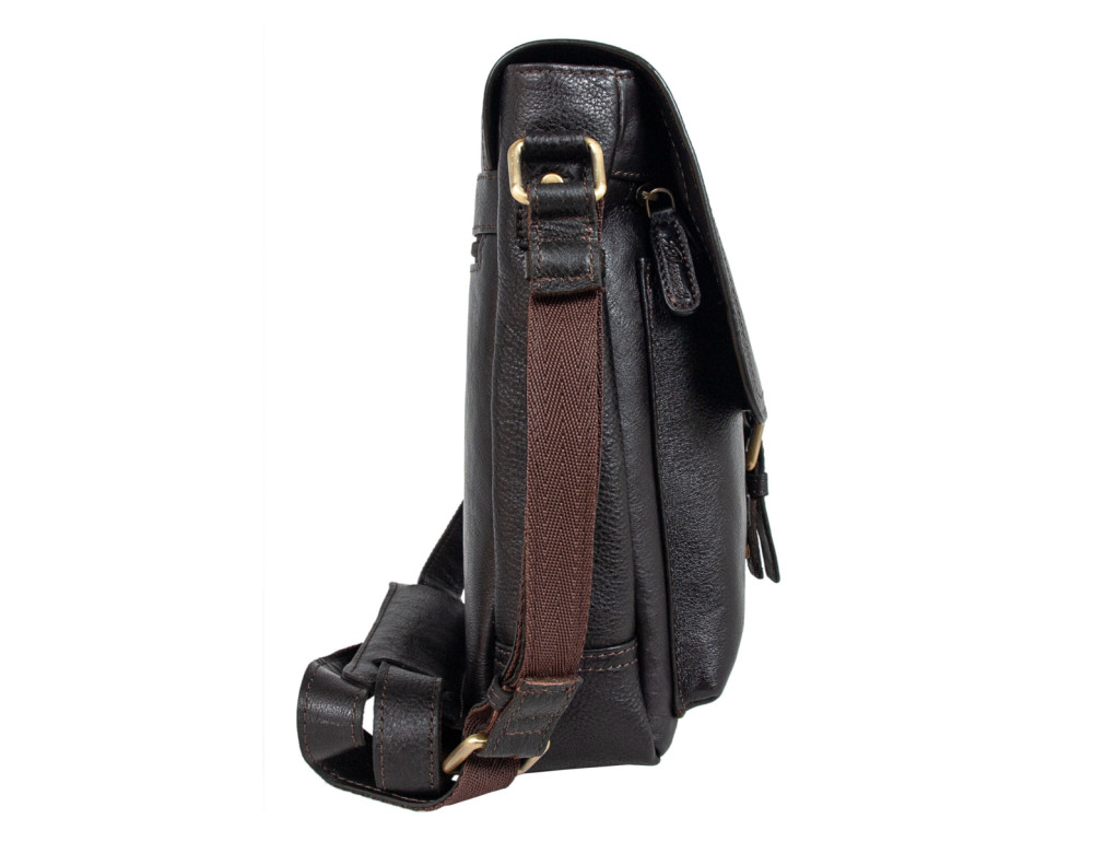 Темно-коричнева шкіряна сумка через плече А4 Ashwood Leather Benjamin Dark Brown - Фотографія № 3