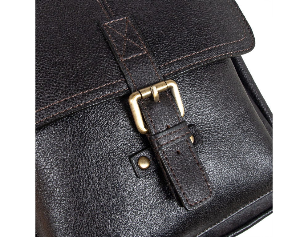 Темно-коричнева шкіряна сумка через плече А4 Ashwood Leather Benjamin Dark Brown - Фотографія № 10