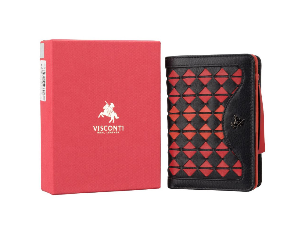 Женский кожаный кошелёк среднего размера Visconti BR75 BLK/CHERRY - Фото № 7