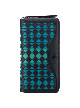 Женский кожаный кошелёк на молнии тёмного-синего цвета Visconti BR76 BLUE/ORCHID