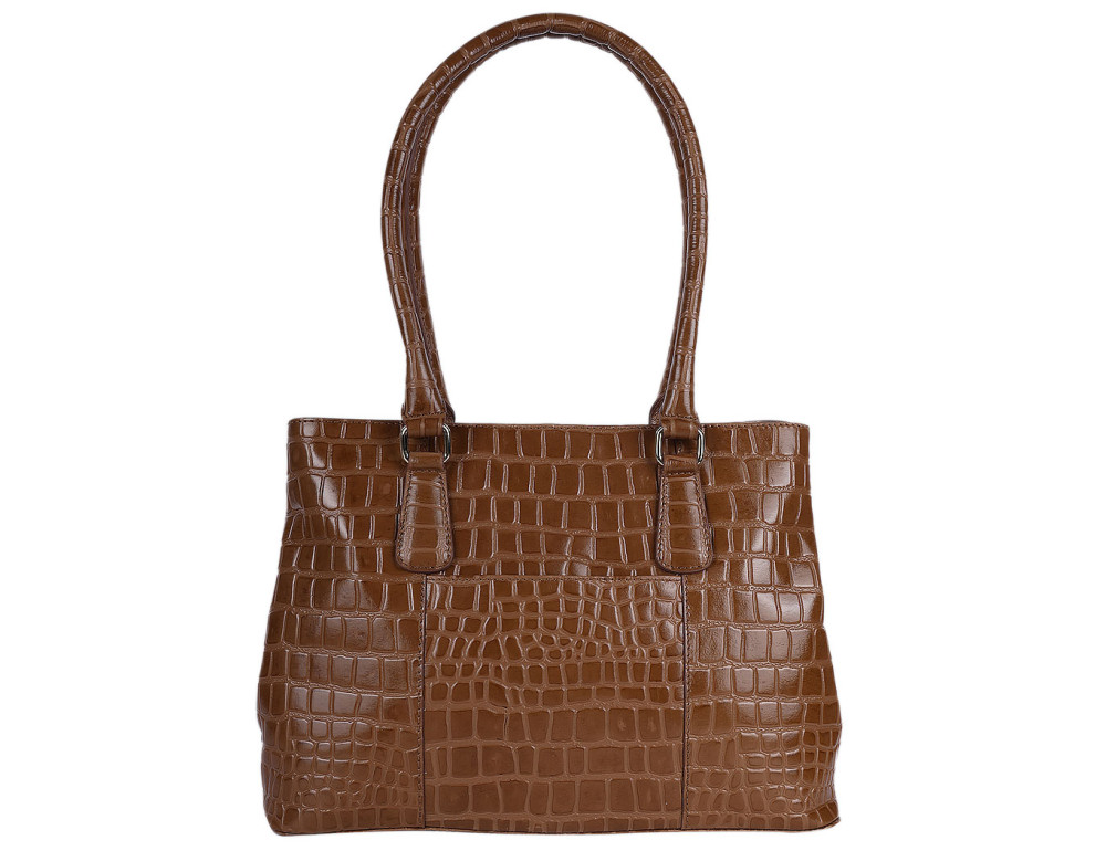 Рыжая женская сумка из кожи крокодила Ashwood C54 TAN - Фото № 4