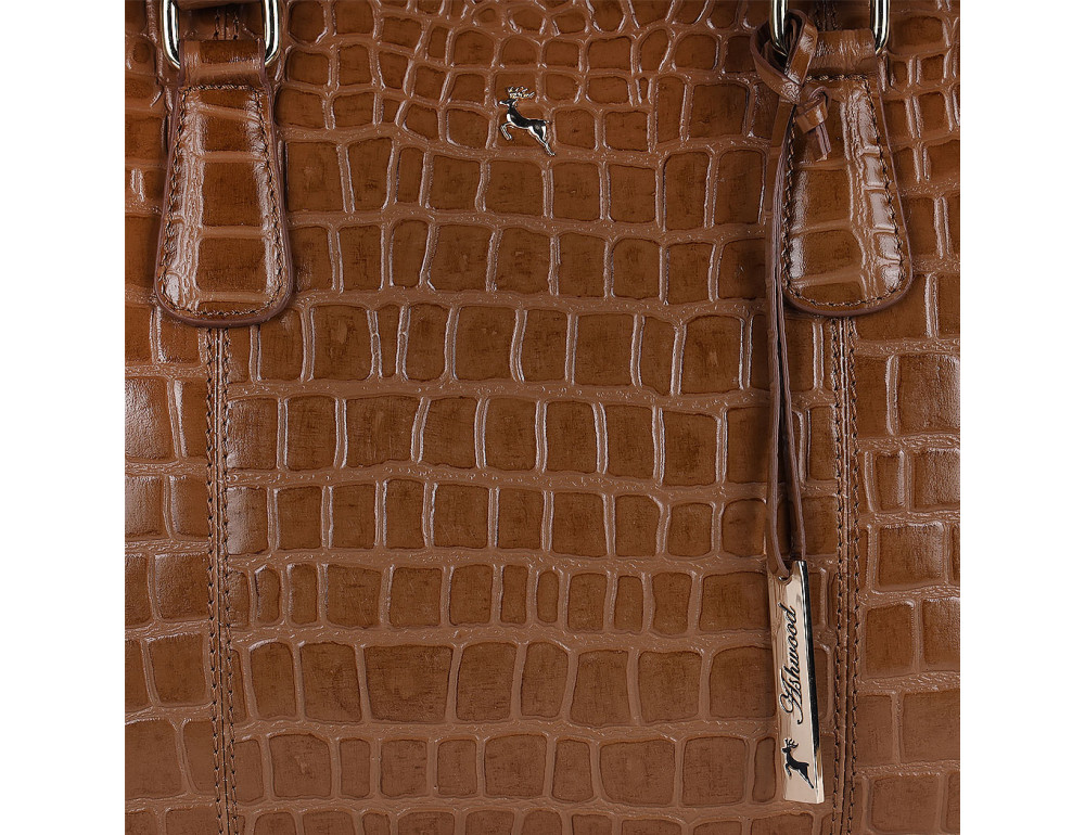 Рыжая женская сумка из кожи крокодила Ashwood C54 TAN - Фото № 6