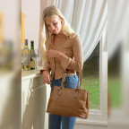 Рыжая женская сумка из кожи крокодила Ashwood C54 TAN - Фото № 106