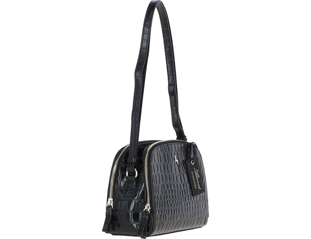 Маленька жіноча сумочка зі шкіри під крокодила Ashwood C57 BLACK/CROC - Фотографія № 4