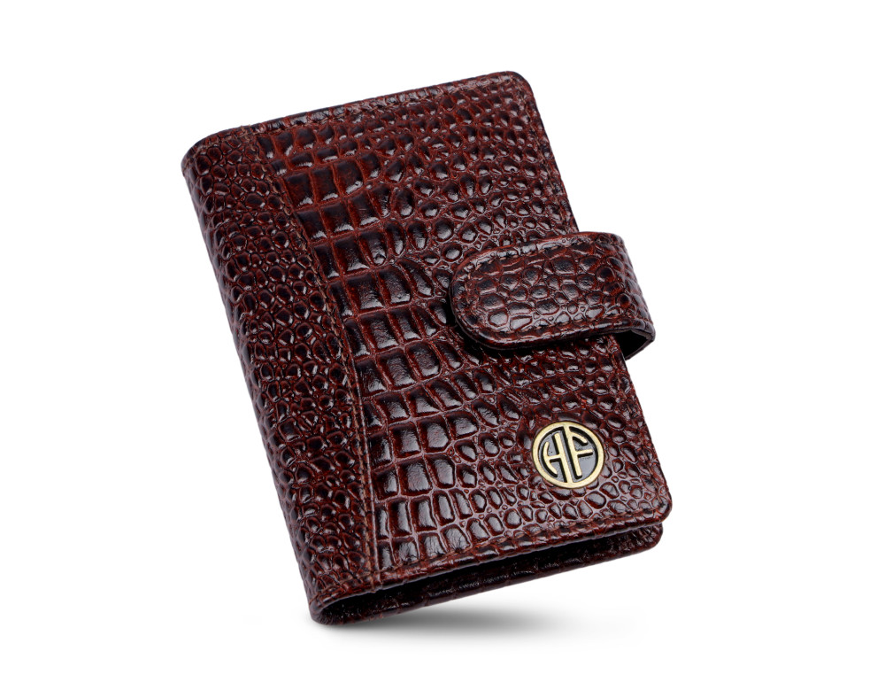 Кожаная визитница Hammonds Flycatcher CC602 Croc Brown (Коричневый) - Фото № 1