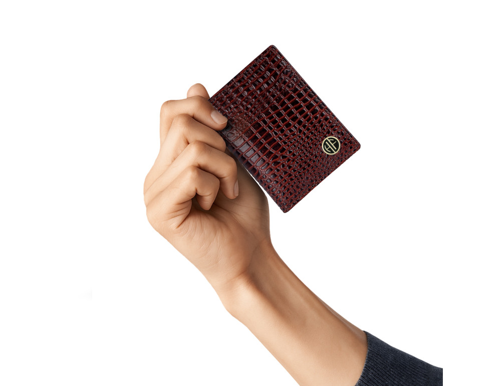 Кожаный картхолдер Hammonds Flycatcher CC606 Croco Brown (Коричневый) - Фото № 6