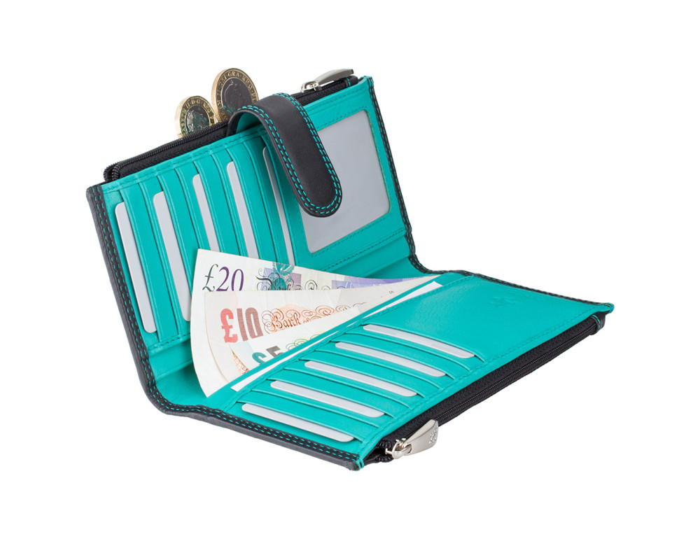 Незвичайний жіночий гаманець з натуральної шкіри Visconti CD23 BLK/AQUA Jade (Black Aqua) - Фотографія № 4