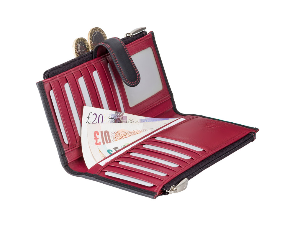 Стильний жіночий гаманець з натуральної шкіри Visconti CD23 BLK/RED Jade (Black Red) - Фотографія № 4