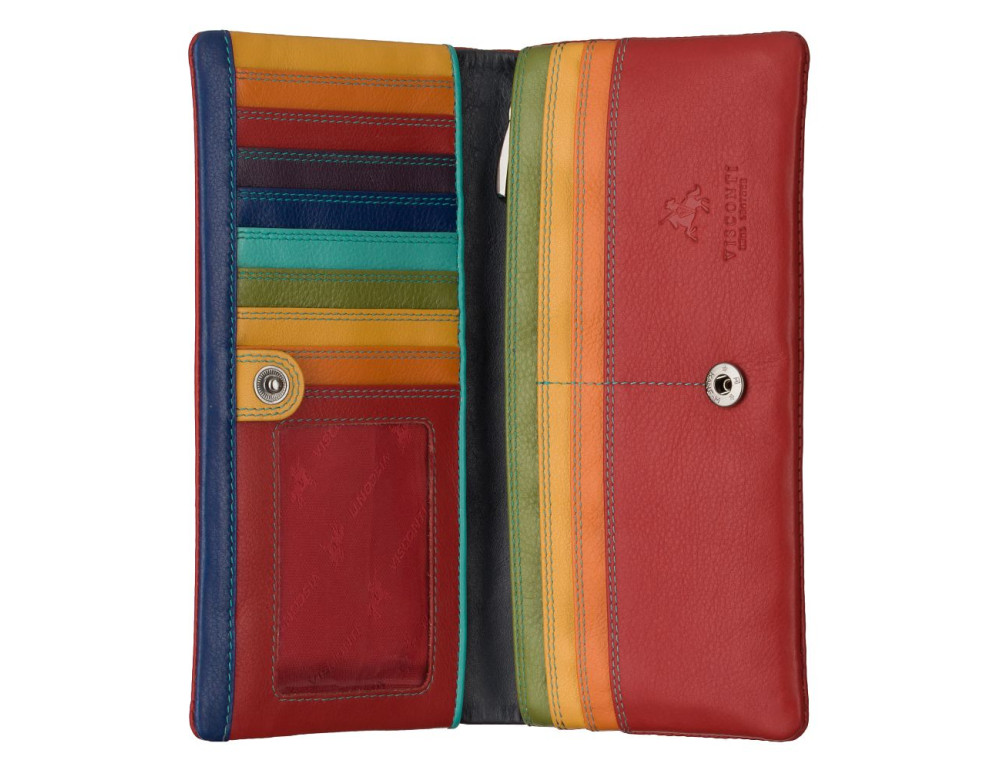 Мягкий женский кожаный кошелёк красного цвета Visconti CM70 RED/RHUMB - Фото № 2