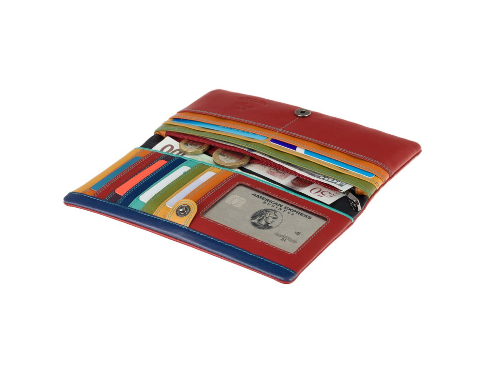 Мягкий женский кожаный кошелёк красного цвета Visconti CM70 RED/RHUMB - Фото № 5