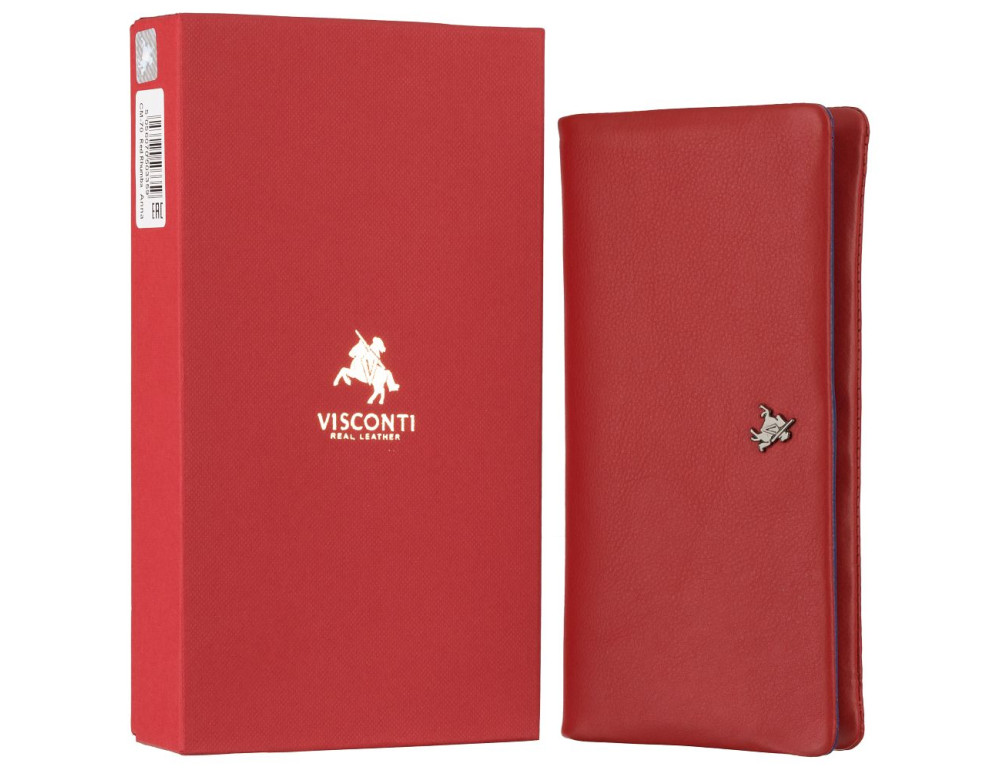 Мягкий женский кожаный кошелёк красного цвета Visconti CM70 RED/RHUMB - Фото № 7