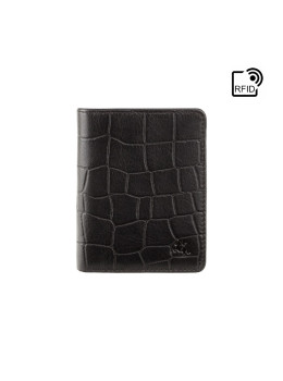 Маленький кожаный кошелёк Visconti CR91 BLK Caiman c RFID