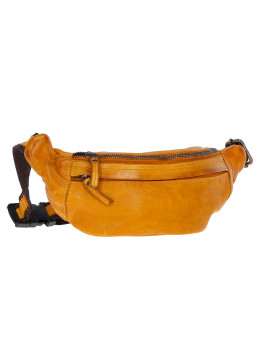 Жёлтая кожаная сумка-бананка Ashwood D102 (Yellow)