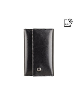 Чёрная кожаная ключница Visconti ENZ76 BLK Dino (Black Shadow)