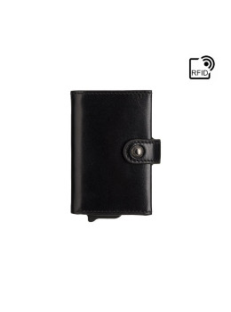 Чёрный кожаный кошелёк картхолдер Visconti ENZ80 BLK Speziale (Black Shadow)