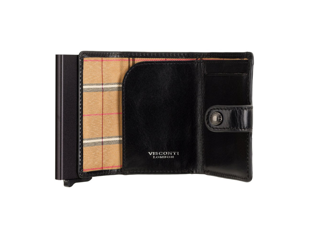Чёрный кожаный кошелёк картхолдер Visconti ENZ80 BLK Speziale (Black Shadow) - Фото № 2